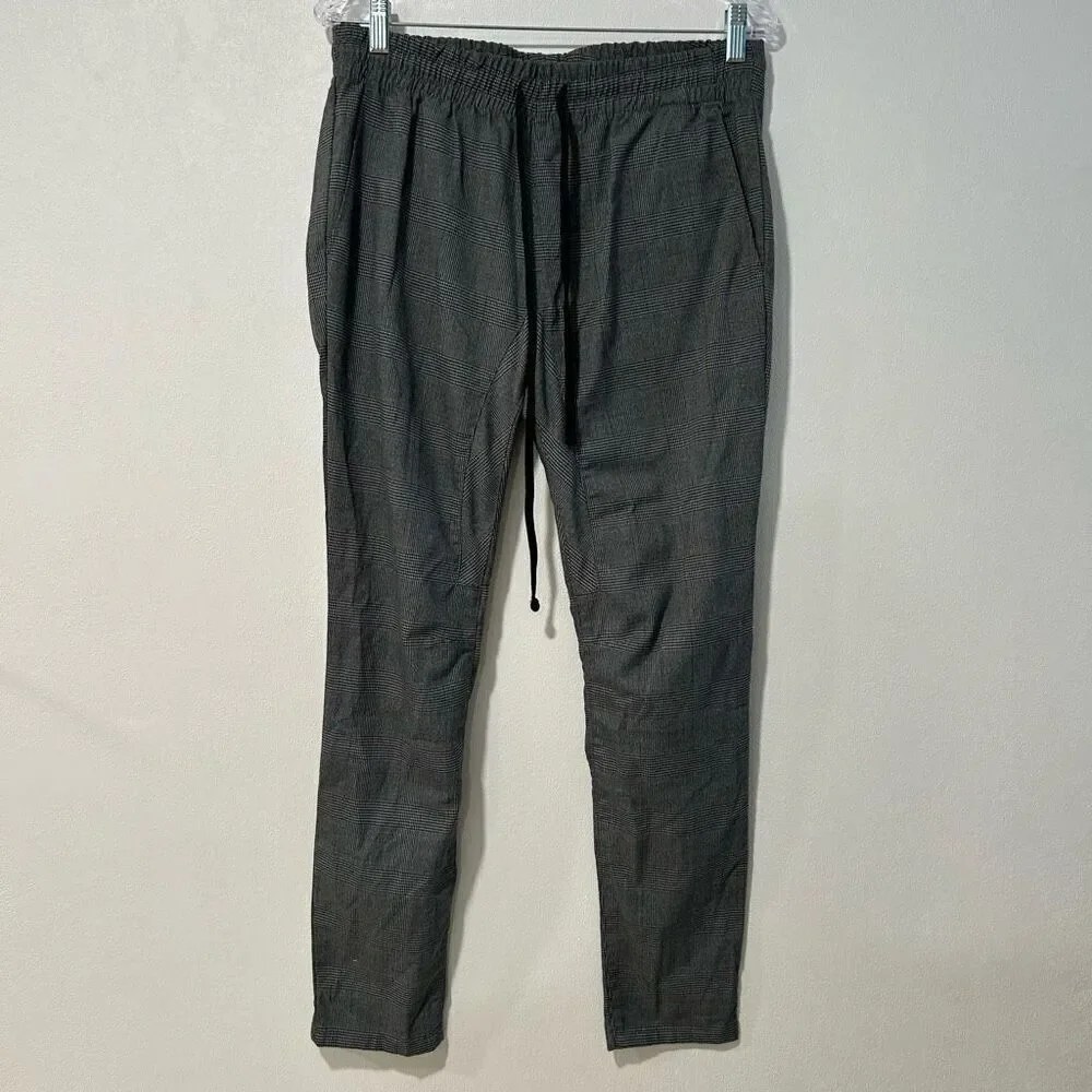 PacSun Men’s Joggers Medium Gray Plaid Slim Fit Drawstring Pants